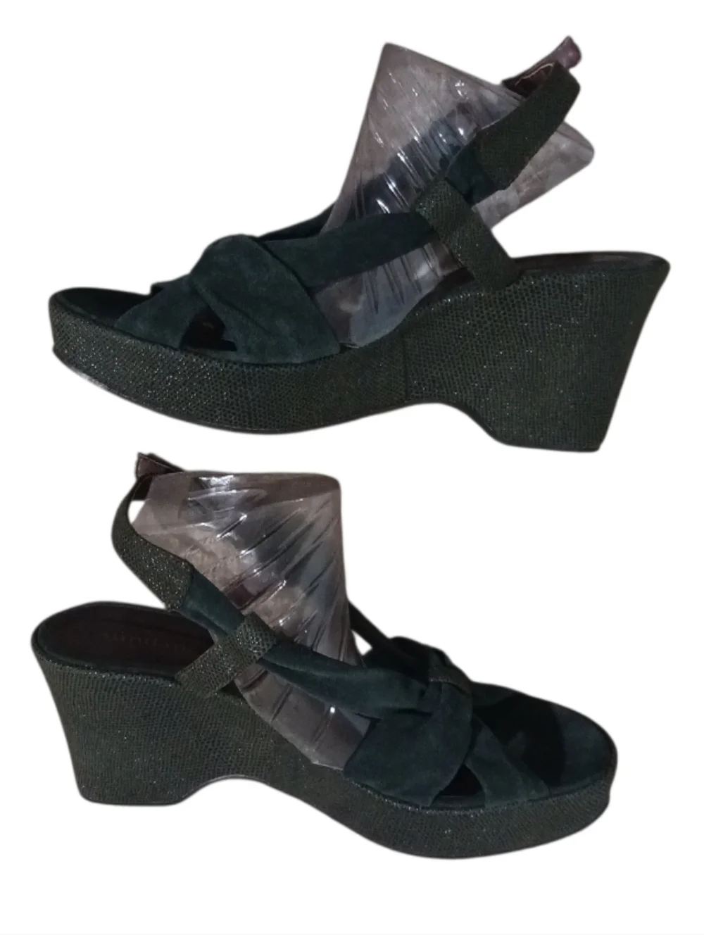 Sundance Wedge Platform Slingback Sandal Embossed 9.5/10